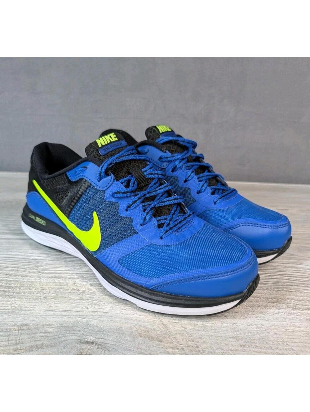 Nike Dual Fusion X Boys 6Y Blue Black Volt Running Athletic Sneakers Shoes